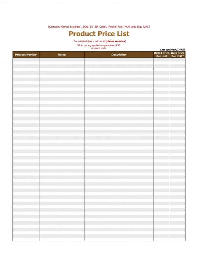 8+ Free Price List Design Templates - Word Excel PDF Formats