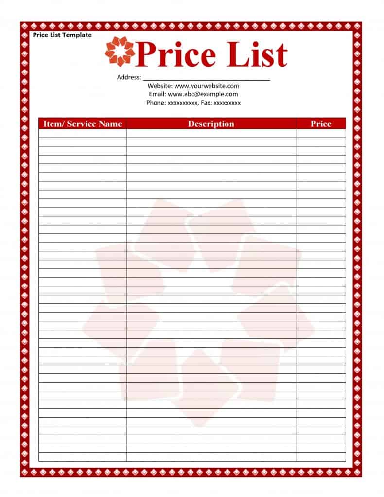 8 Free Price List Design Templates Word Excel PDF Formats