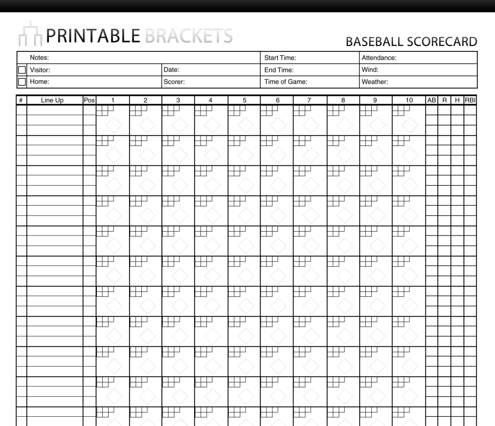 Free Printable Baseball Scorecard Template — downloadable template preview
