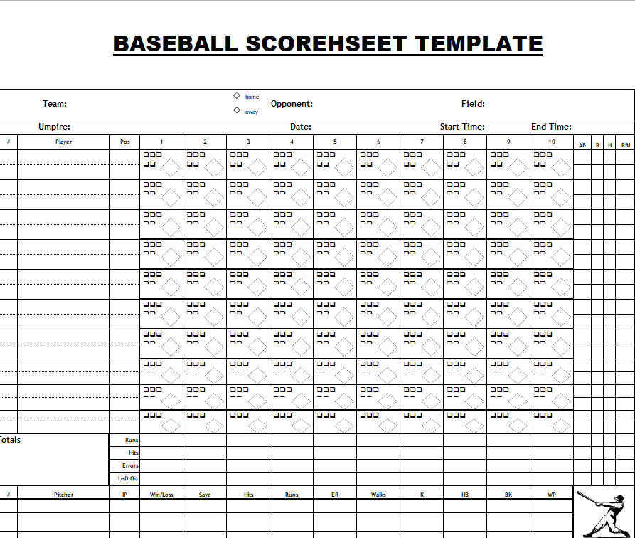 Baseball Scoresheet Template in MS EXCEL — downloadable template preview