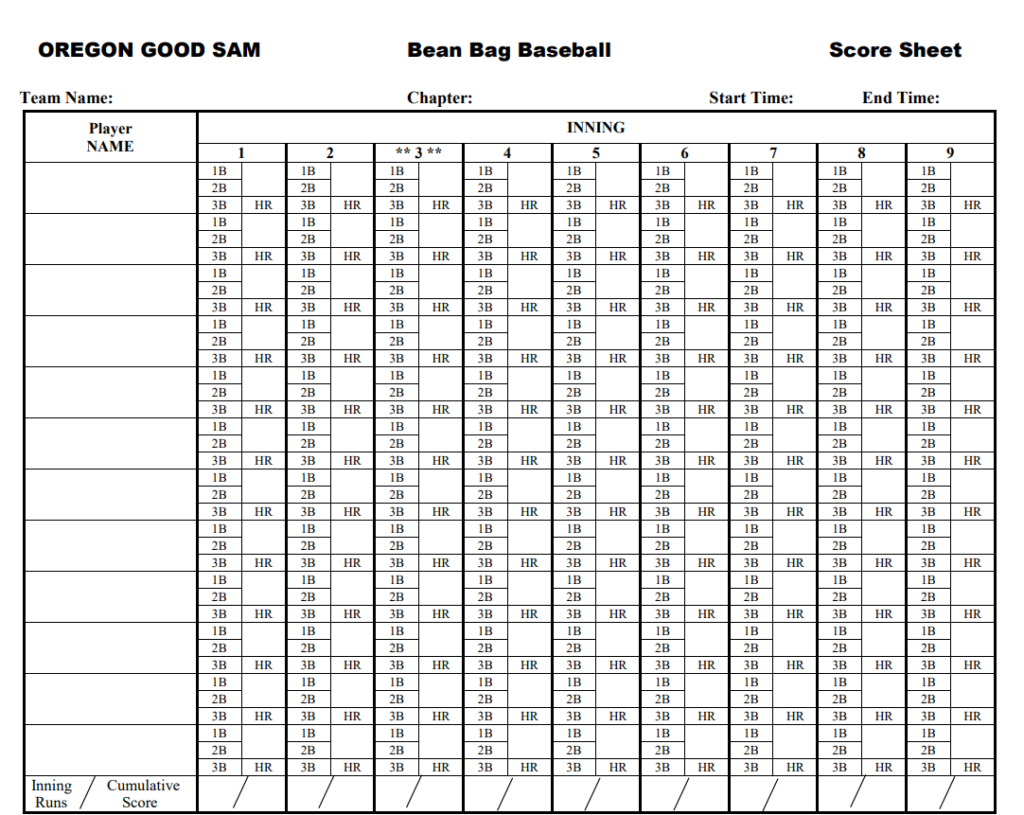 Sample Baseball Scoresheet Template — downloadable template preview