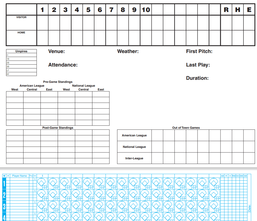 Basic Baseball Scoresheet Template — downloadable template preview