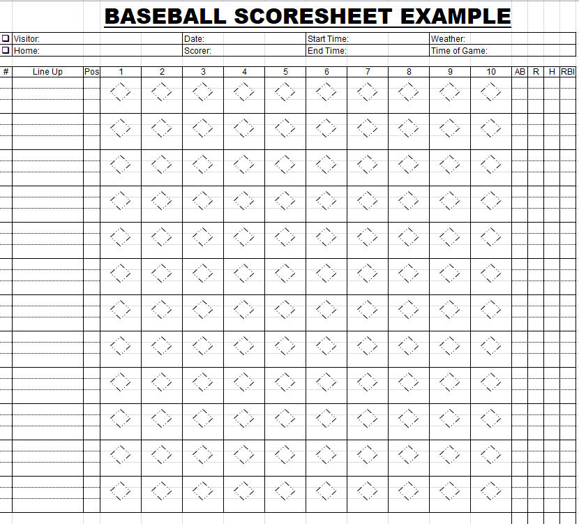 Baseball Scoresheet Example in XLSX Format — downloadable template preview