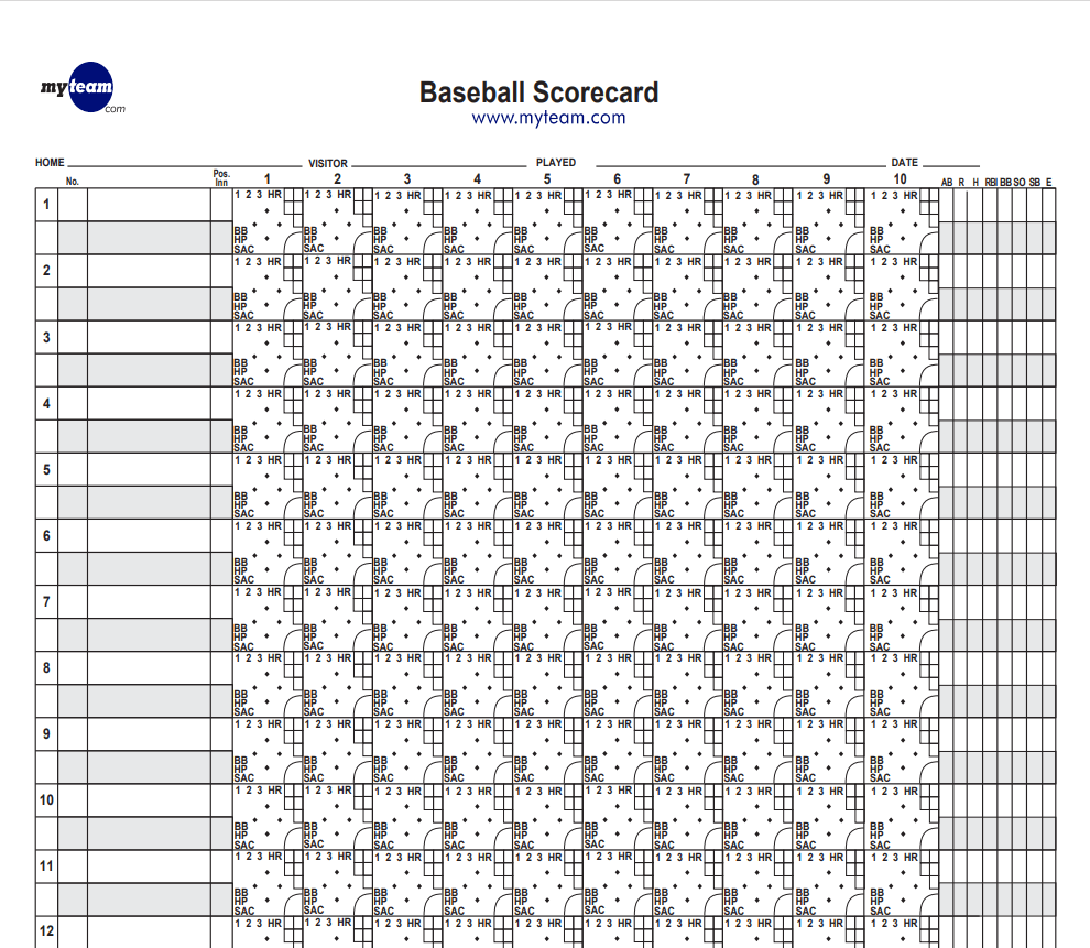 Baseball Scorecard Example PDF — downloadable template preview