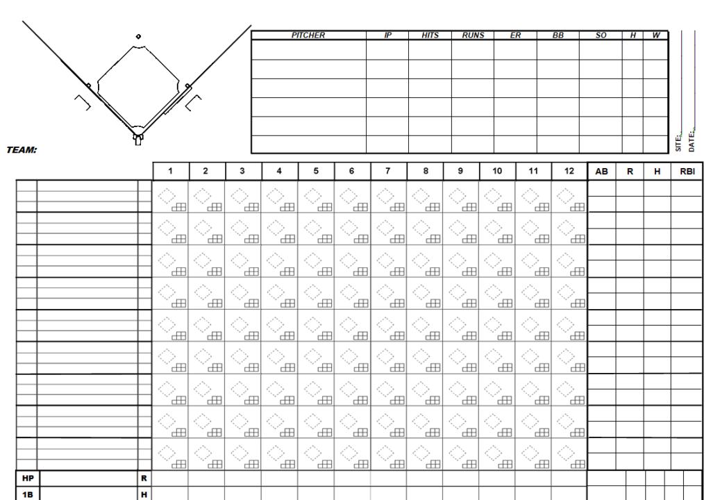 Editable Baseball Scoresheet Template in MS WORD — downloadable template preview