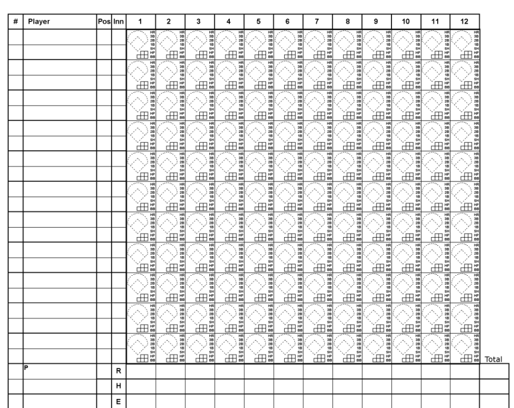 Baseball Game Scoresheet Template — downloadable template preview