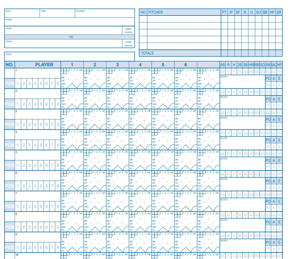 Official Baseball Scoresheet Template in PDF — downloadable template preview
