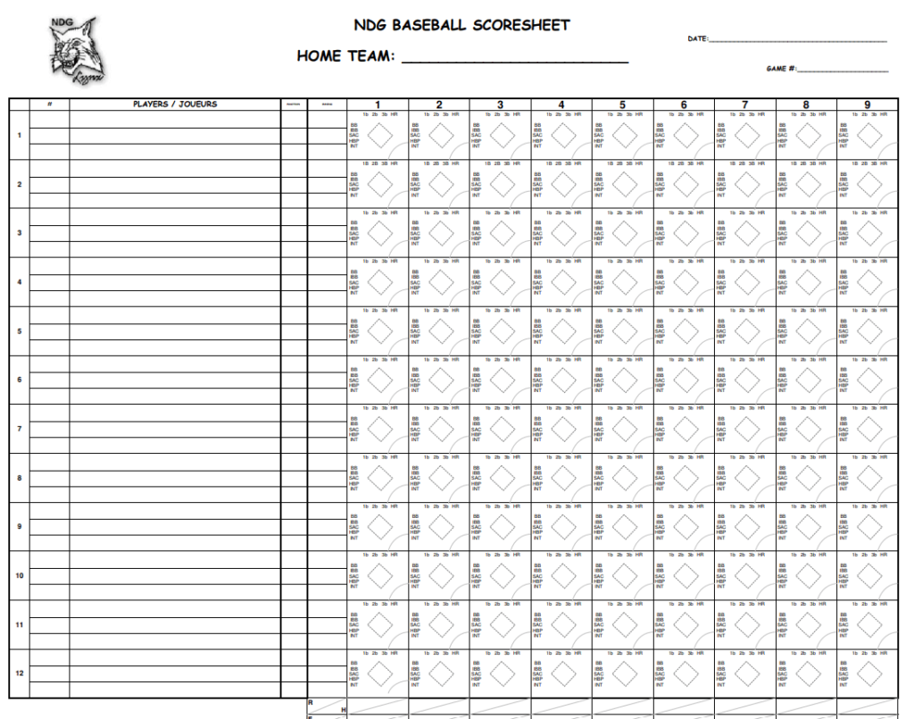 Basic Baseball Scoresheet Format — downloadable template preview