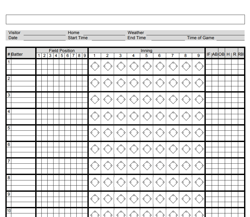 Baseball League Match Scoresheet Sample — downloadable template preview