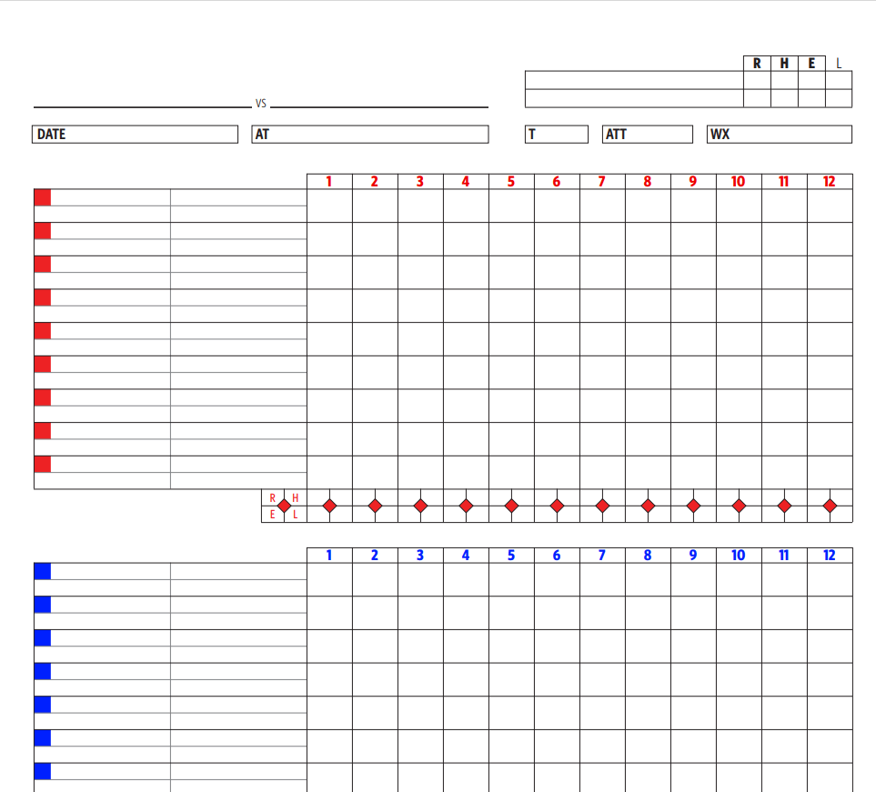 Baseball Scoresheet PDF Format — downloadable template preview