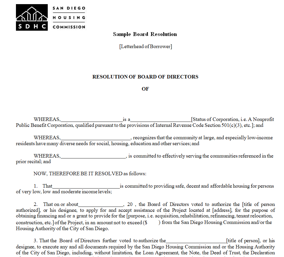 Board Resolution Sample — downloadable template preview