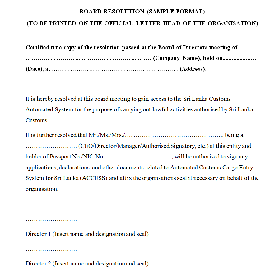 Readable Board Resolution Sample Format — downloadable template preview