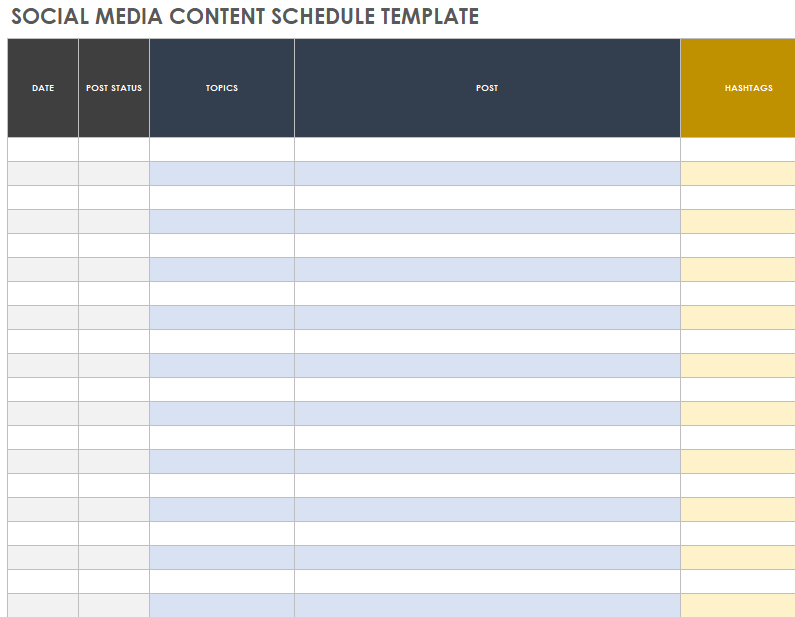 Social Media Content Schedule Template — downloadable template preview