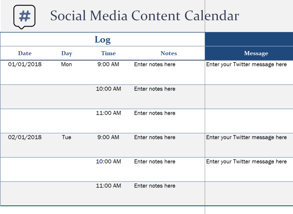 Brand Social Media Content Calendar Template EXCEL — downloadable template preview
