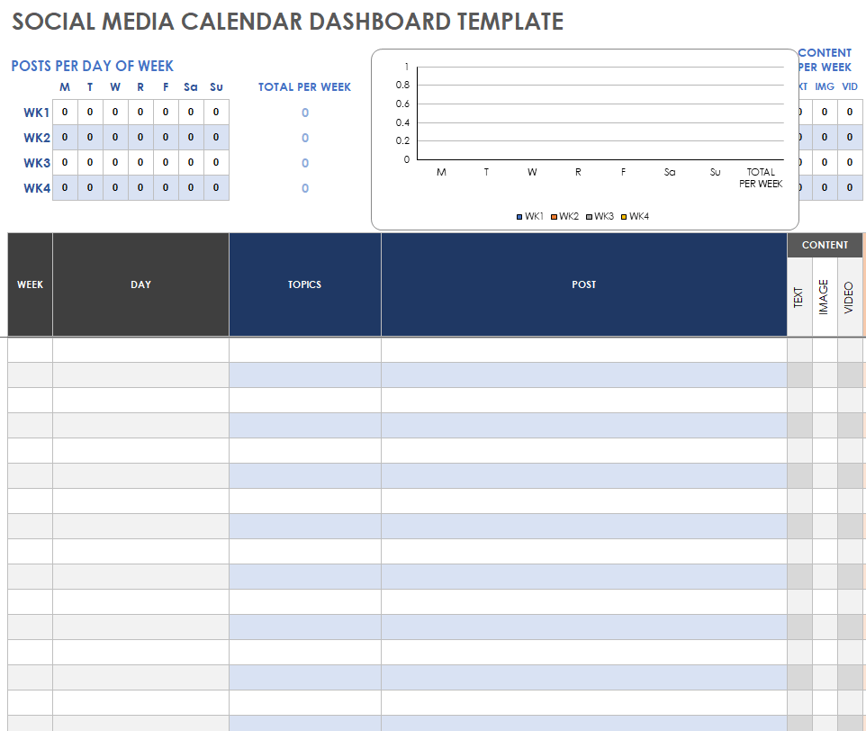 Special Social Media Calendar Dashboard Template — downloadable template preview