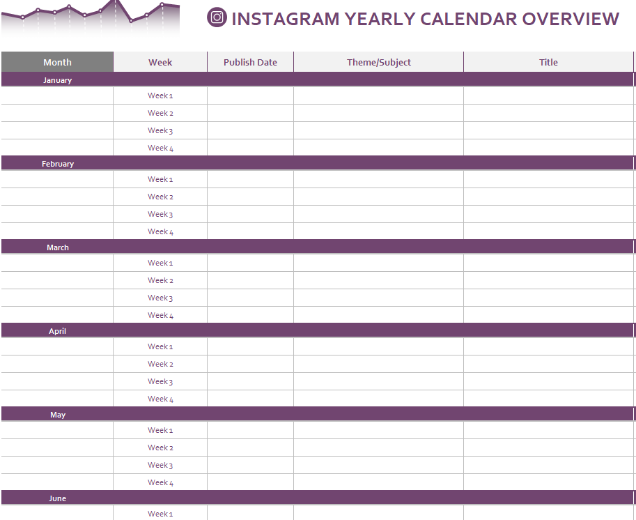 Sample Social Media Yearly Calendar Overview — downloadable template preview
