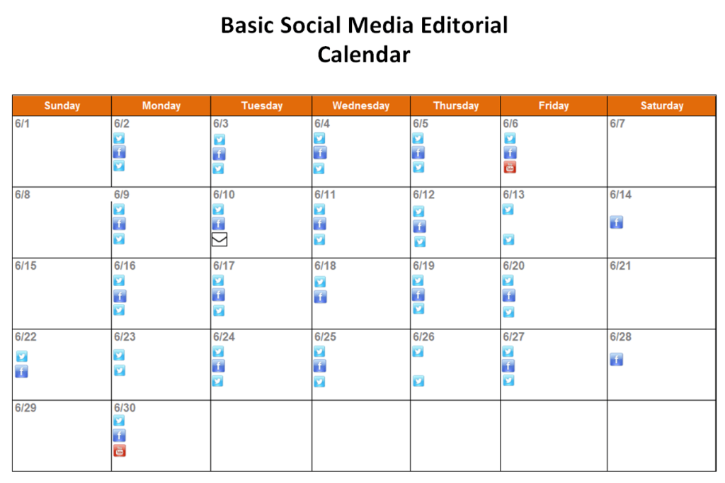 Basic Social Media Editorial Calendar Template WORD — downloadable template preview