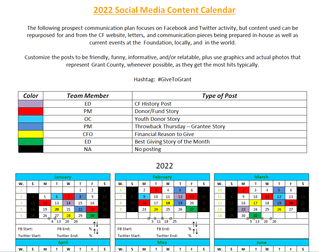 Yearly Social Media Content Calendar Sample DOC — downloadable template preview