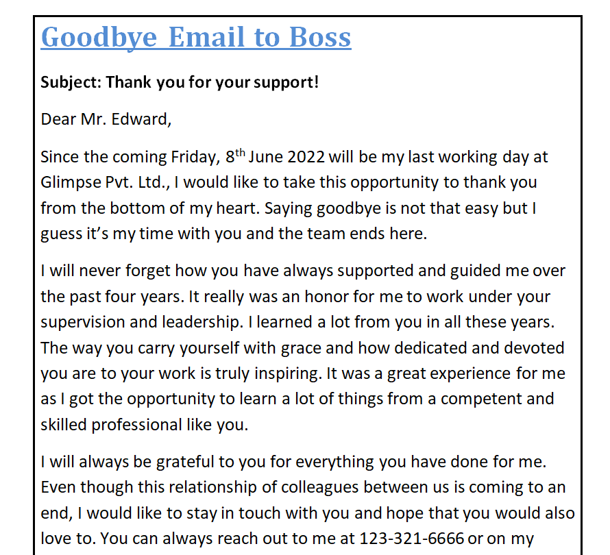 goodbye email to coworkers — downloadable template preview