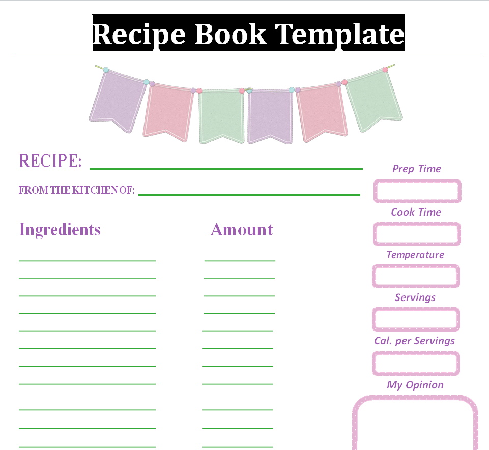 Free Recipe Book Template WORD — downloadable template preview