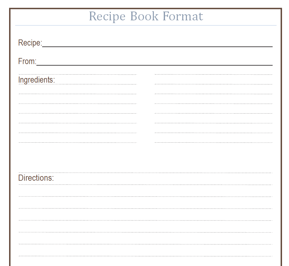 Blank Recipe Book Format MS WORD — downloadable template preview