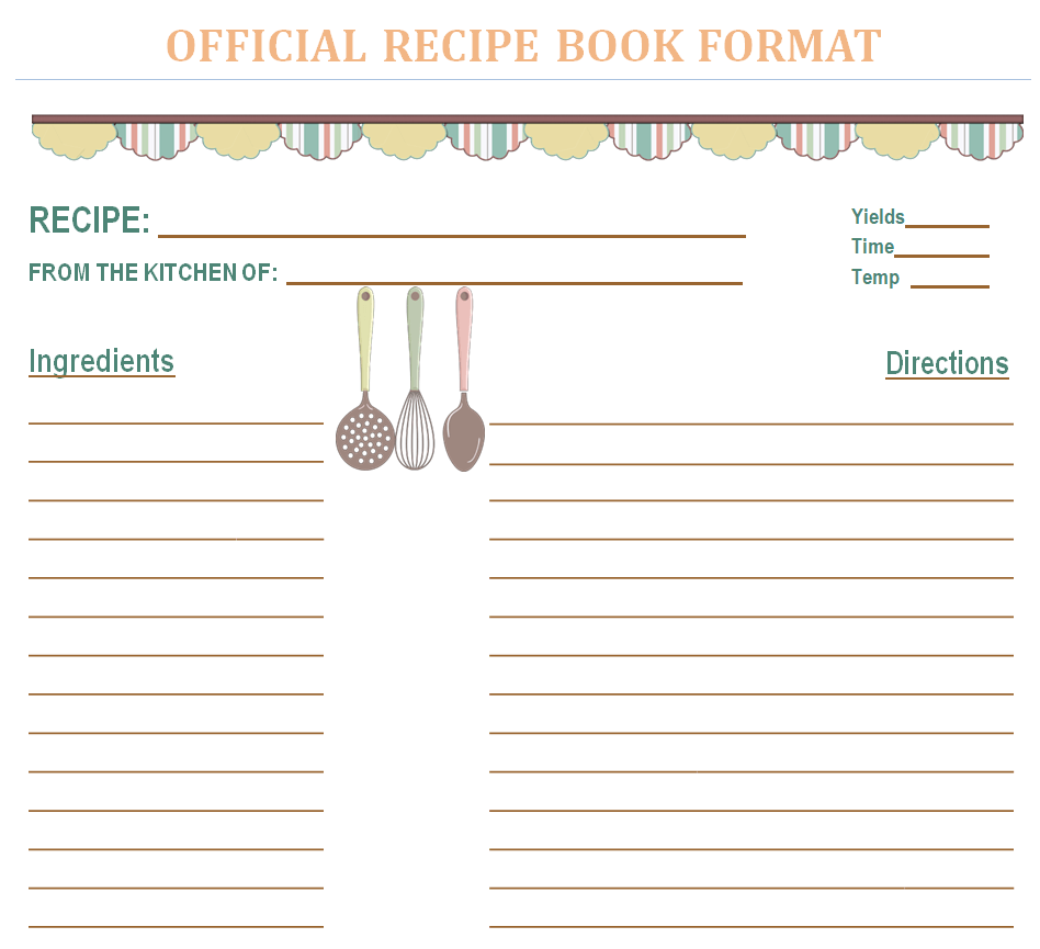 Official Recipe Book Format — downloadable template preview