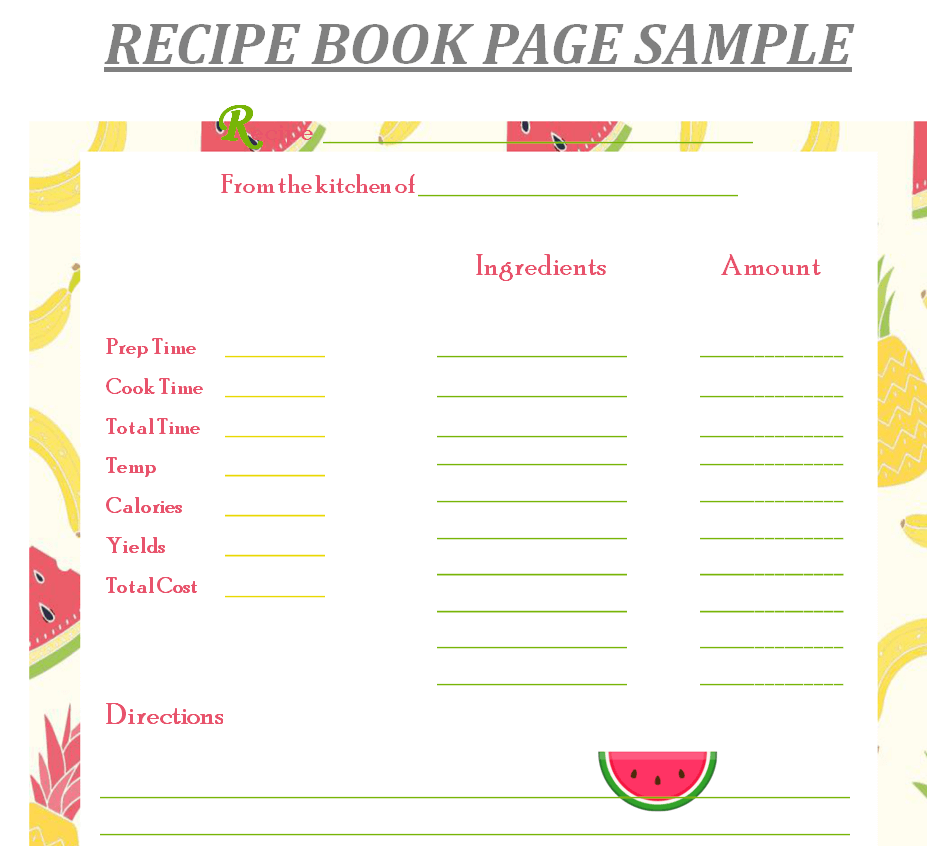 Recipe Book Page Sample Free Download — downloadable template preview