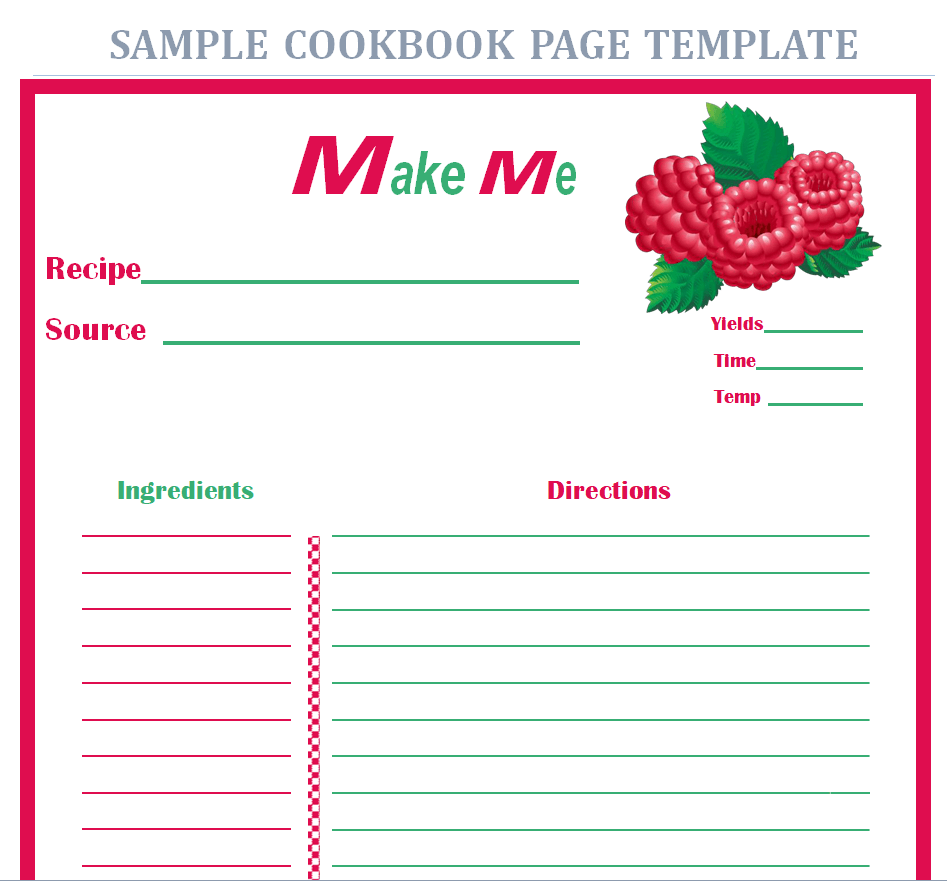 Sample Cookbook Page Word Template — downloadable template preview