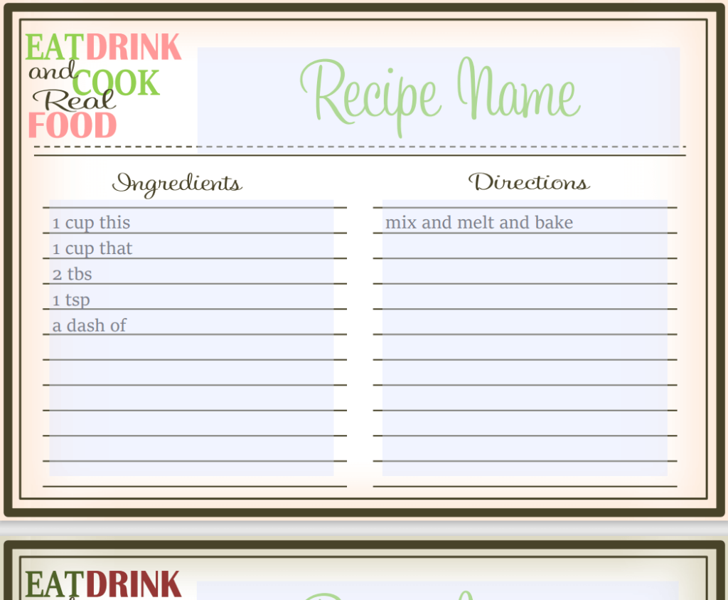 Personal Recipe Book Template — downloadable template preview