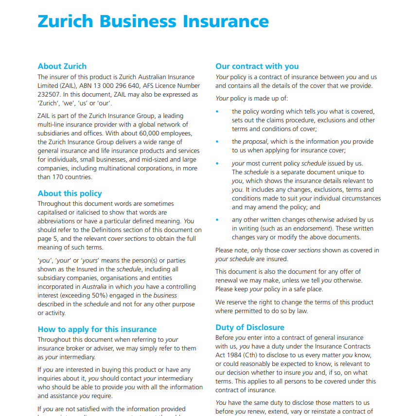 Professional Business Insurance Policy Sample — downloadable template preview