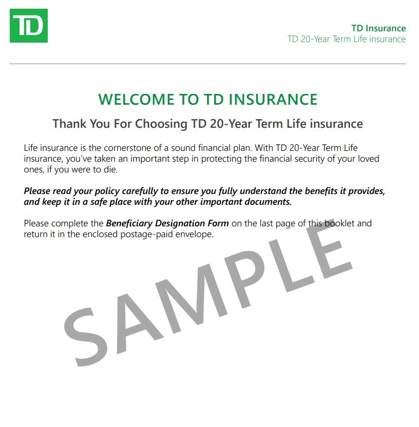 Sample Long Term Life Insurance Policy — downloadable template preview