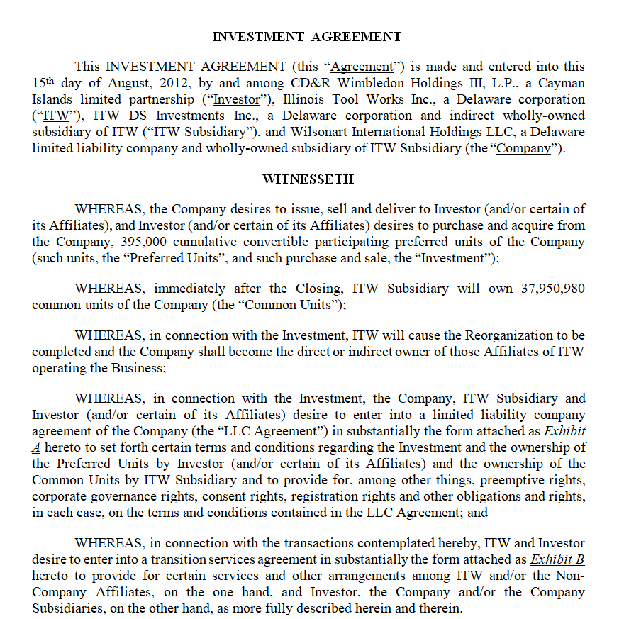 Detailed Investment Agreement — downloadable template preview