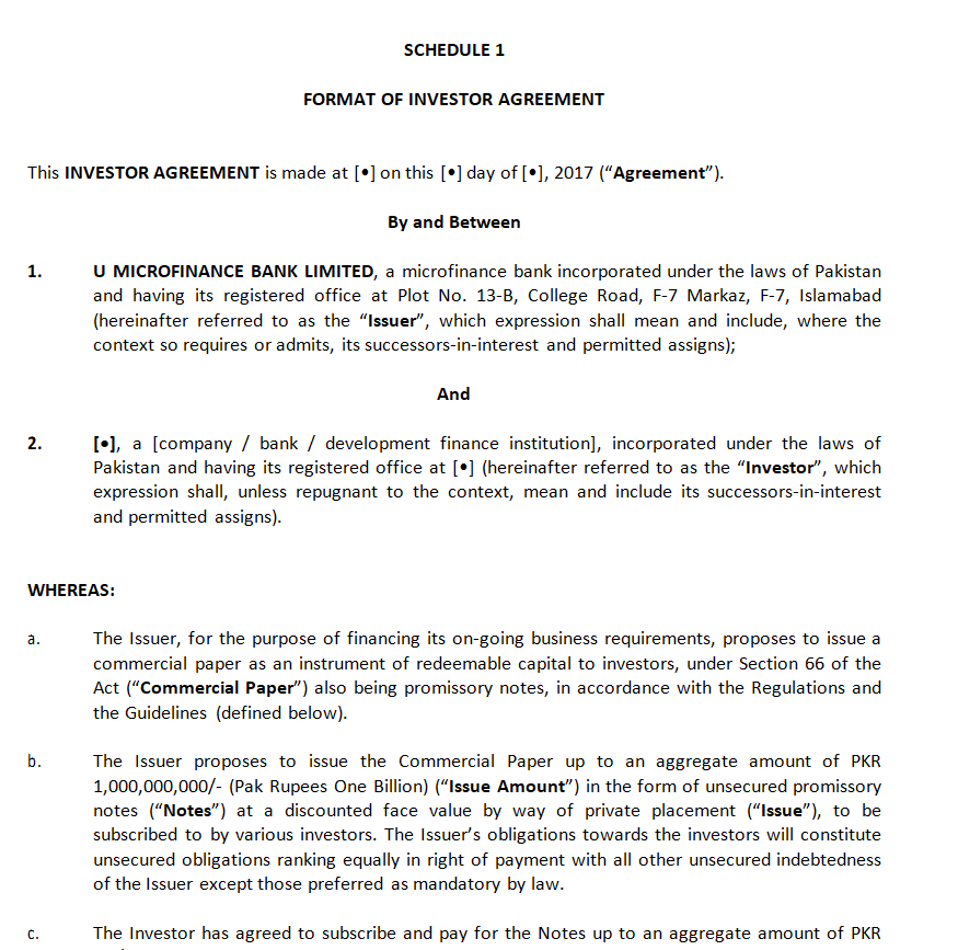 Investor Agreement Format in MS WORD — downloadable template preview