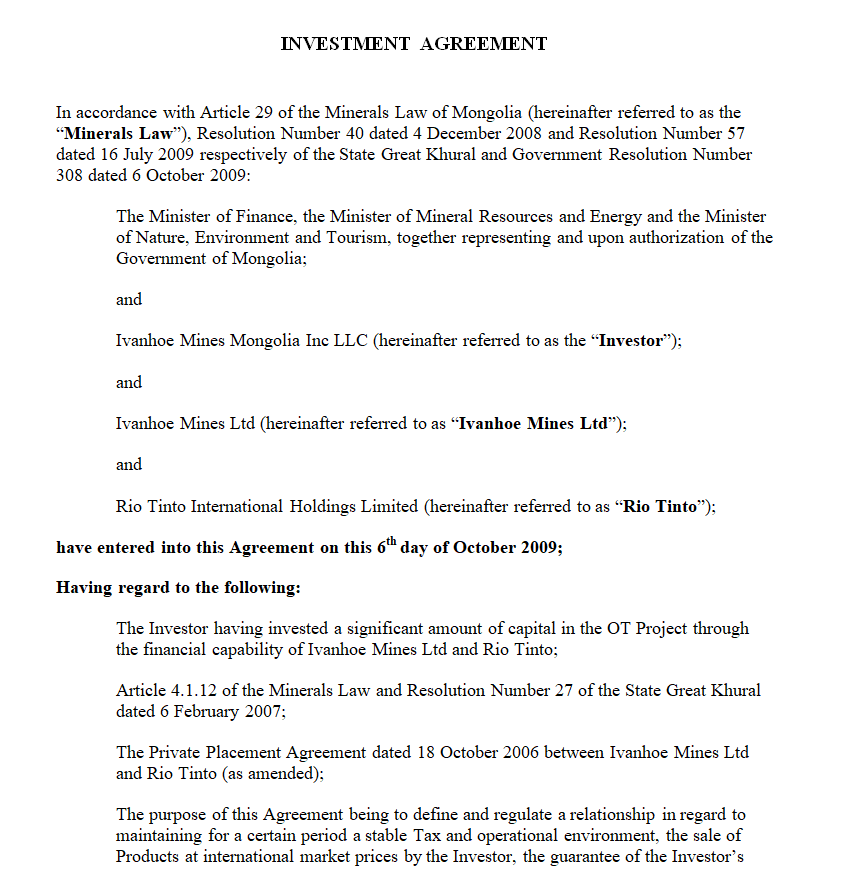 Standard Investment Agreement — downloadable template preview