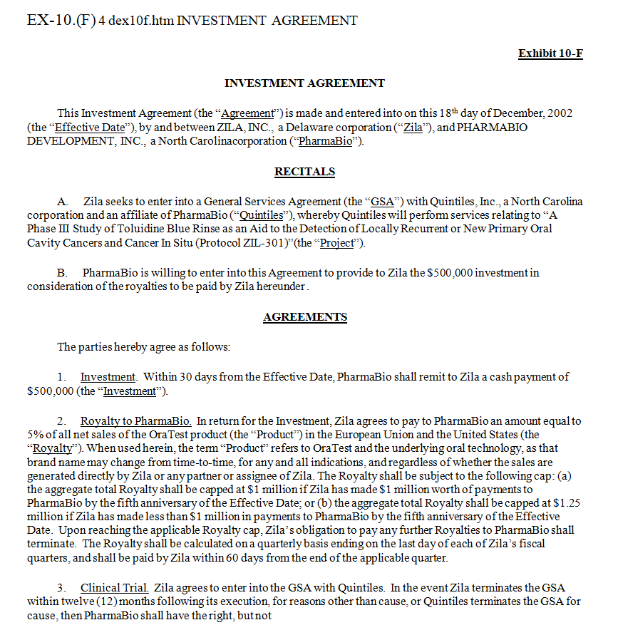 Company's Investment Agreement — downloadable template preview