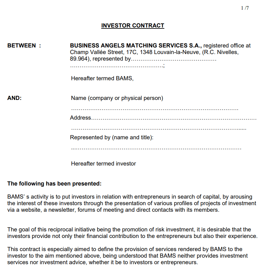 Simple Investor Contract Agreement Sample — downloadable template preview