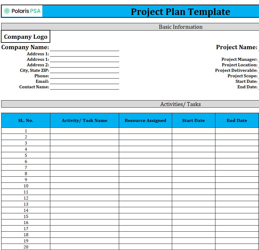 Official Project Plan Template Free Download — downloadable template preview