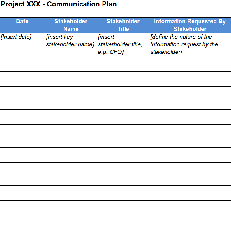 Project Communication Plan Format — downloadable template preview
