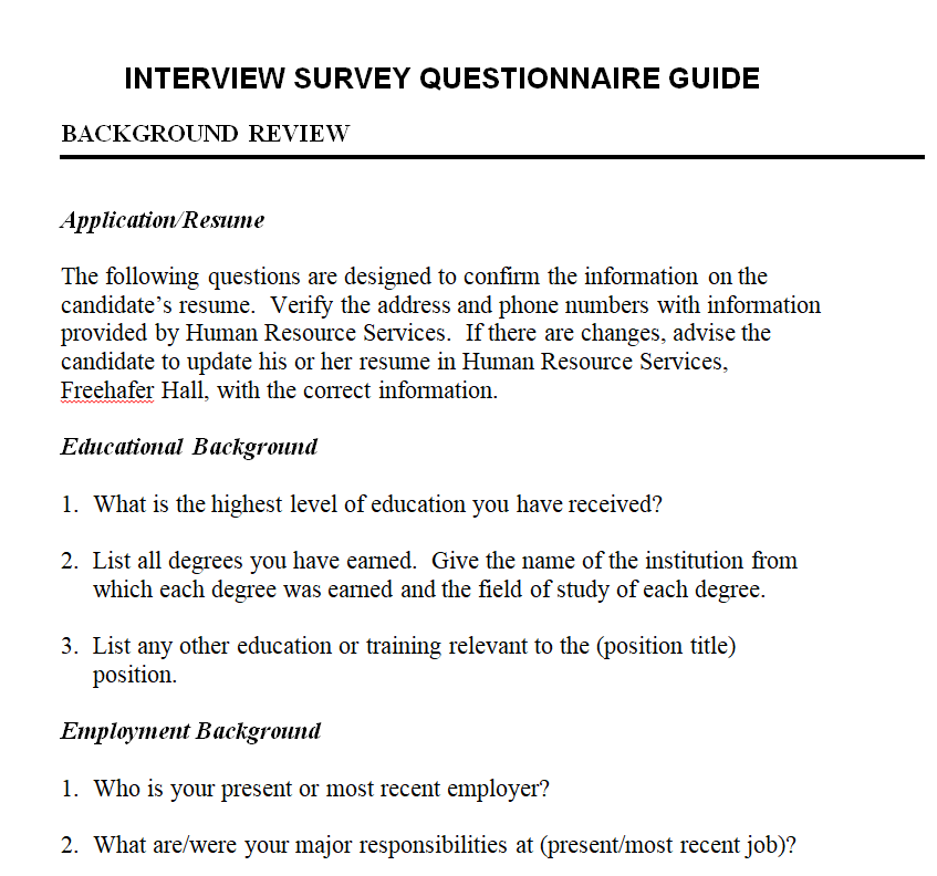 Interview Survey Questionnaire Guide — downloadable template preview