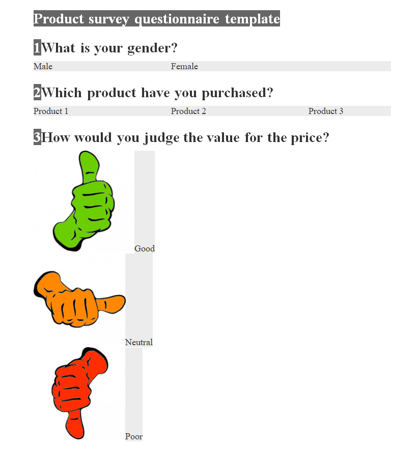 Product Survey Questionnaire Template DOC — downloadable template preview