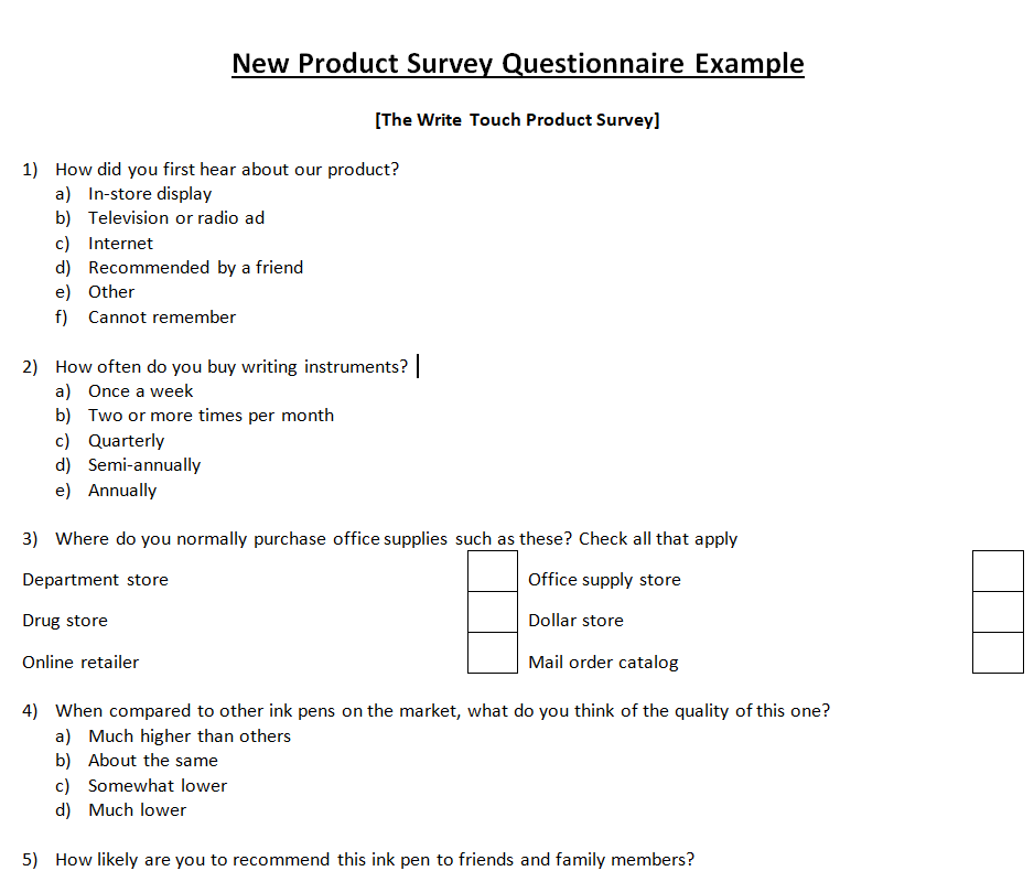 New Product Survey Questionnaire Template — downloadable template preview
