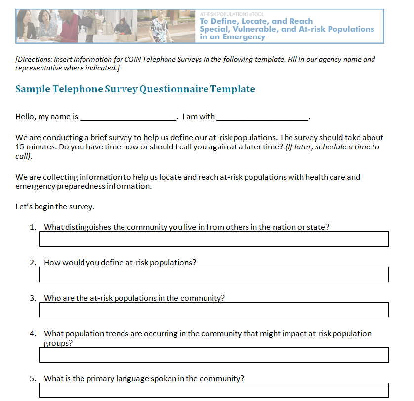 Official Telephone Survey Questionnaire Template — downloadable template preview