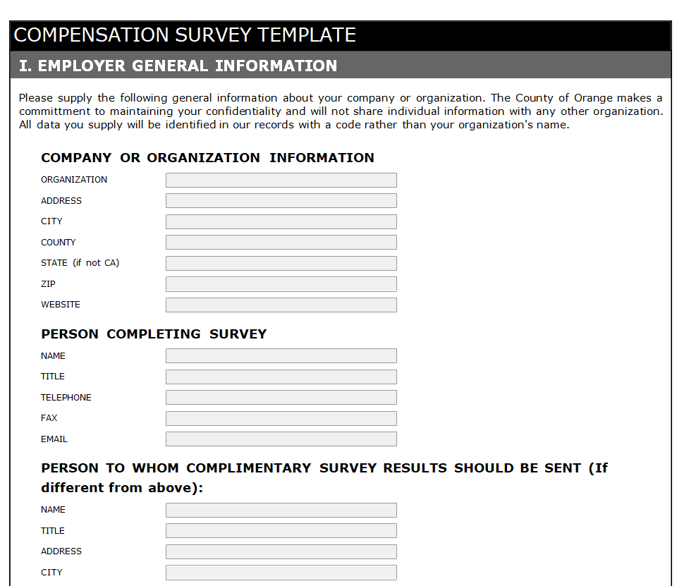 Sample Compensation Survey Questionnaire Template — downloadable template preview