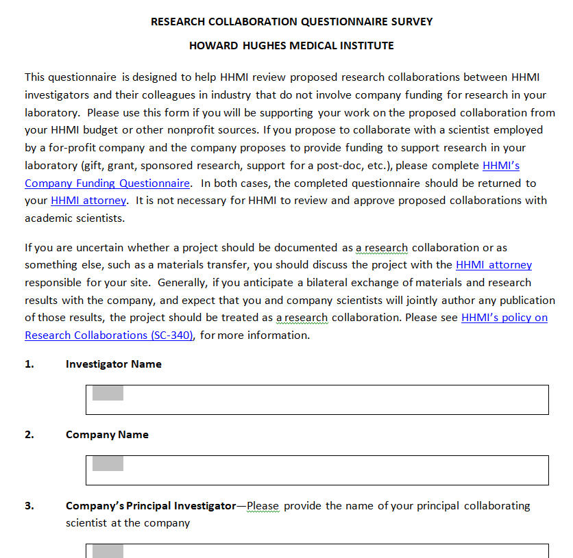 Medical Institue's Survey Questionnaire Example — downloadable template preview