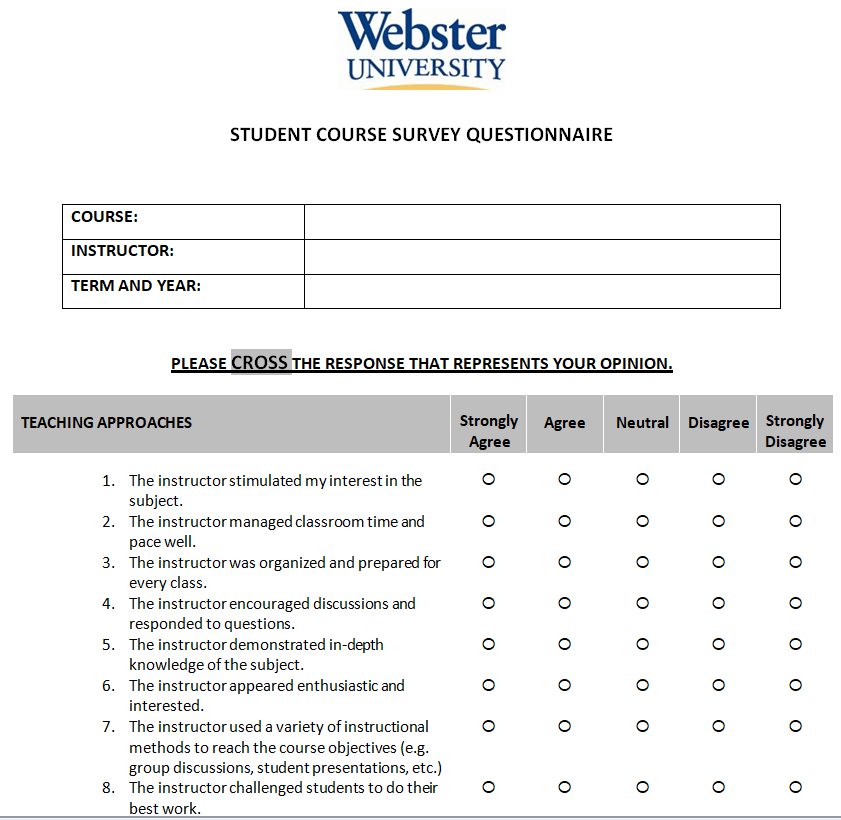 Student Course Survey Questionnaire Template — downloadable template preview