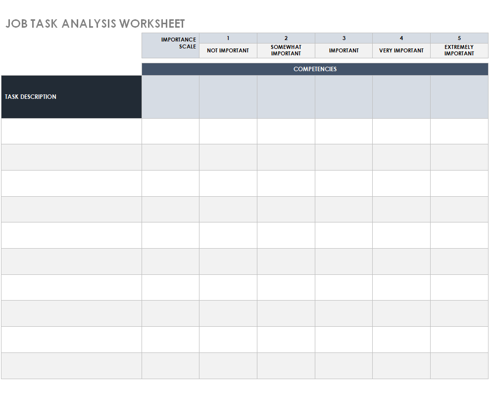 Job Task Analysis Worksheet — downloadable template preview