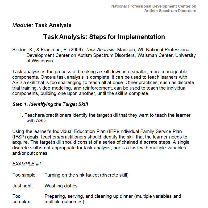 Professional Task Analysis — downloadable template preview