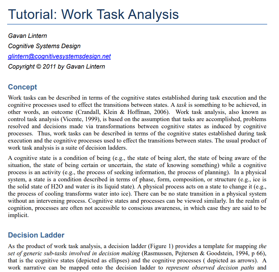 General Work Task Analysis — downloadable template preview
