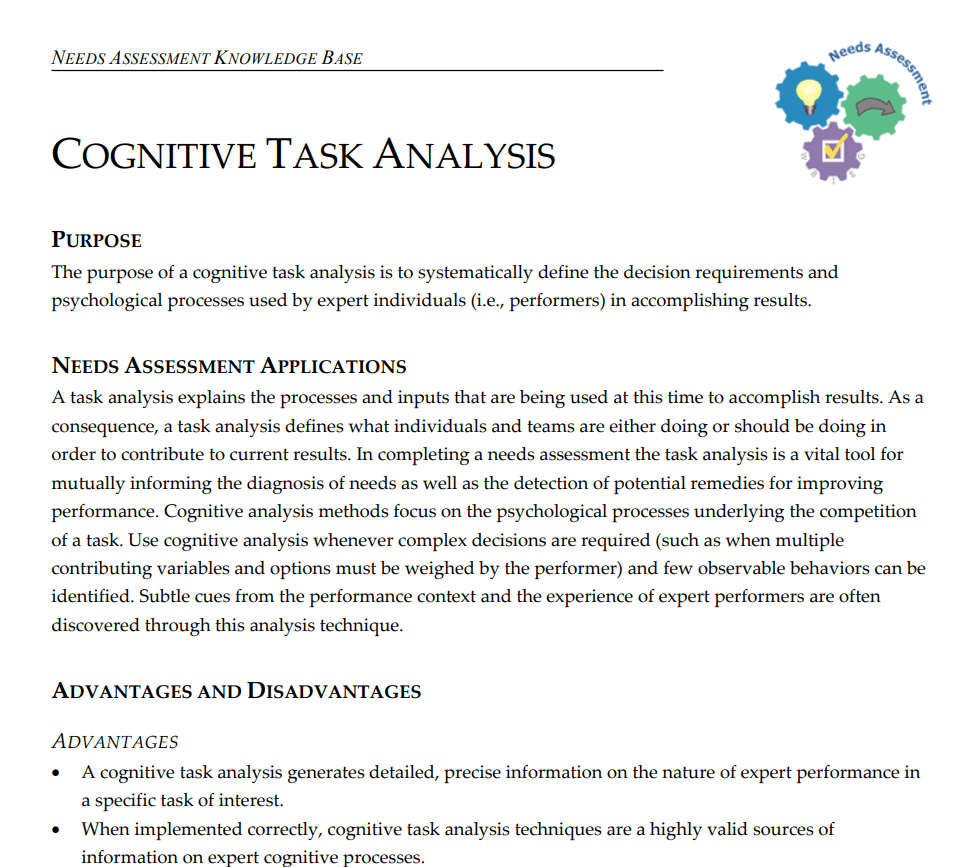 Proper Cognitive Task Analysis in PDF — downloadable template preview