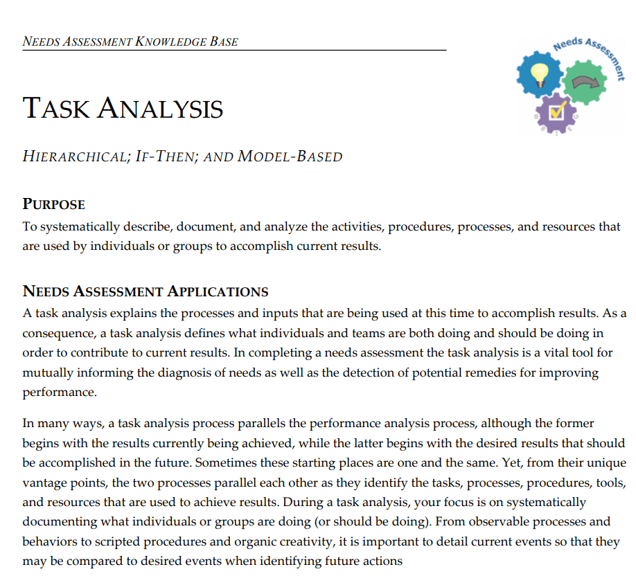 Hierarchical Task Analysis in PDF — downloadable template preview